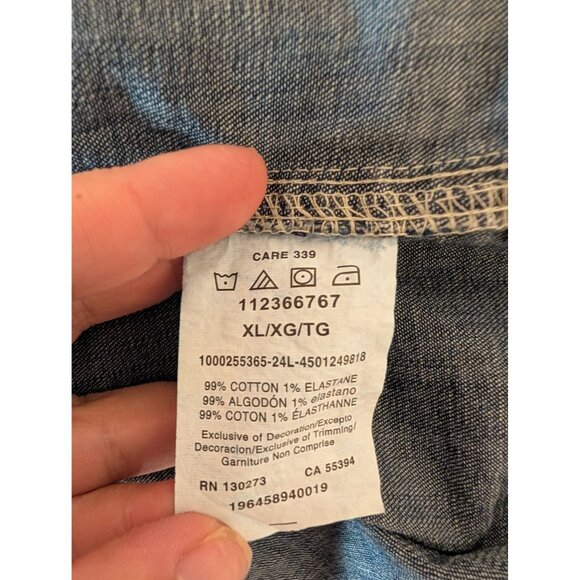 Wrangler Mens Denim Button-Snap Shirt XL Long Sleeve Classic Western Cowboy - Picture 4 of 4